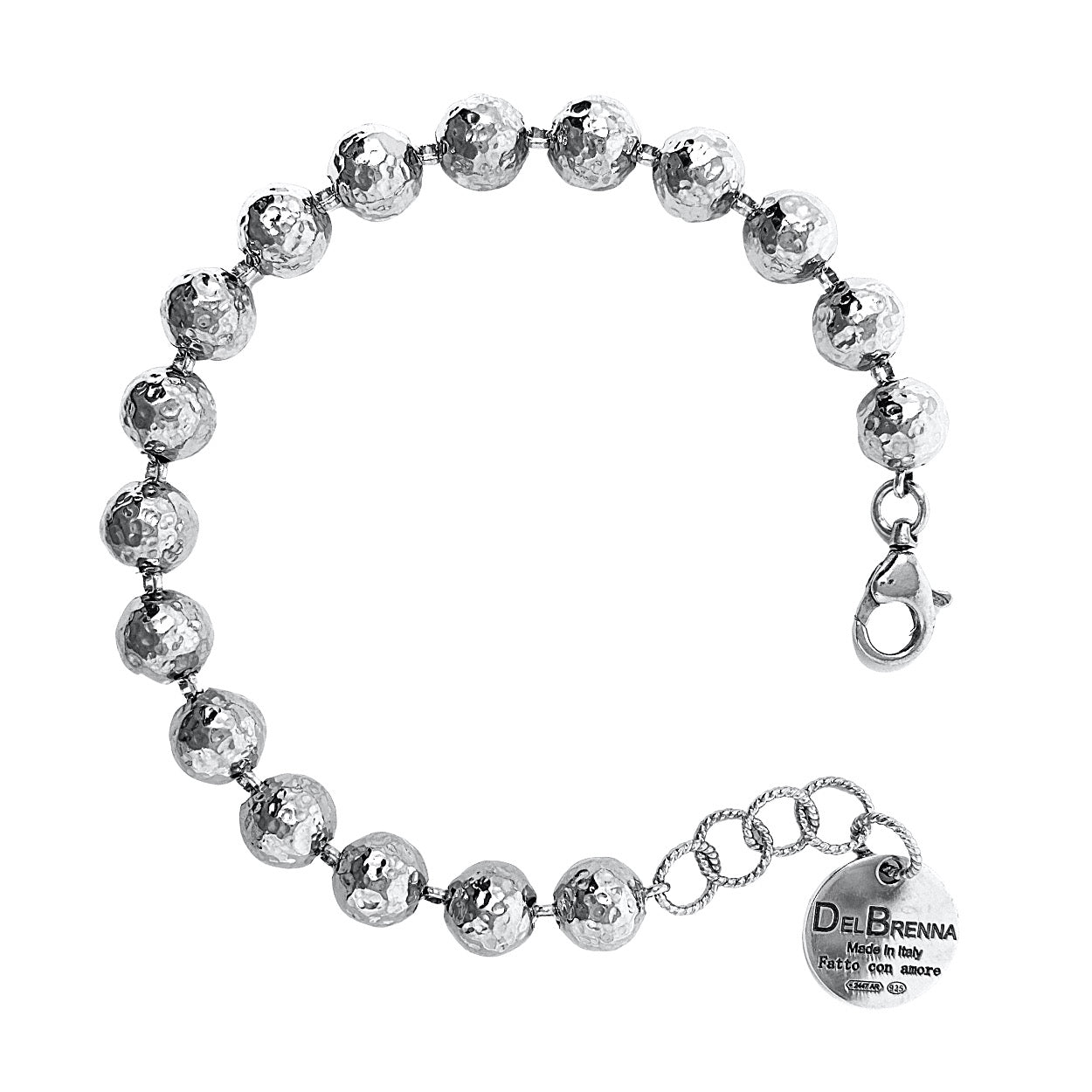 Bracciale Sfere Martellate 8mm in Rodio