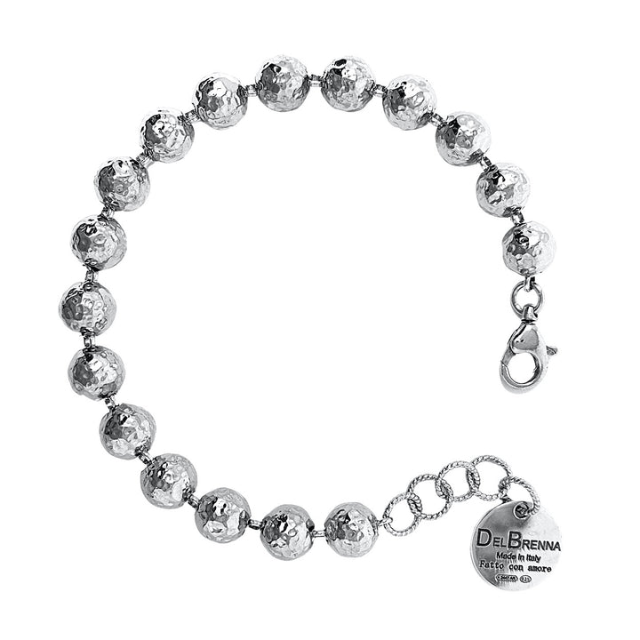 Bracciale Sfere Martellate 8mm in Rodio