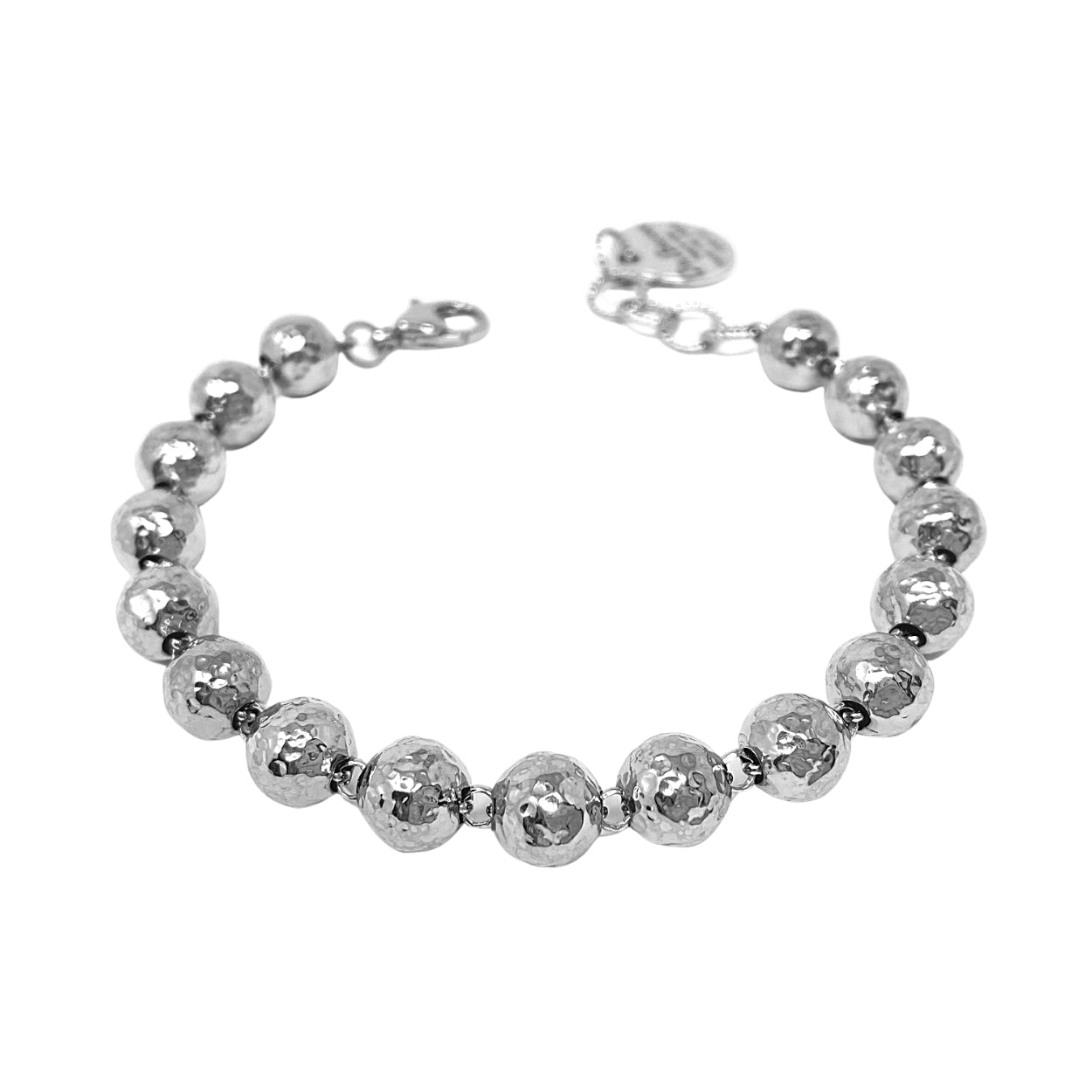 Bracciale Sfere Martellate 8mm in Rodio