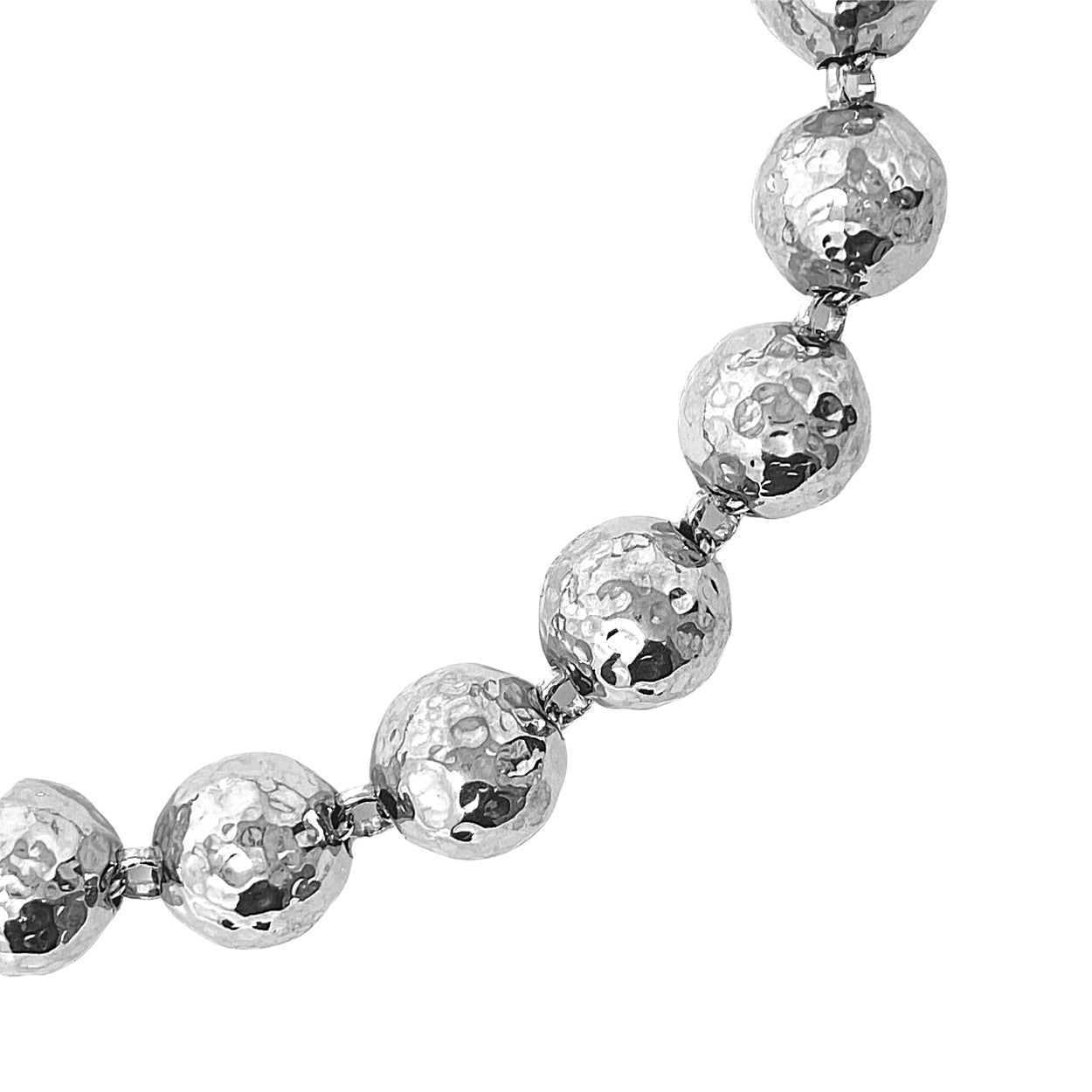 Bracciale Sfere Martellate 8mm in Rodio