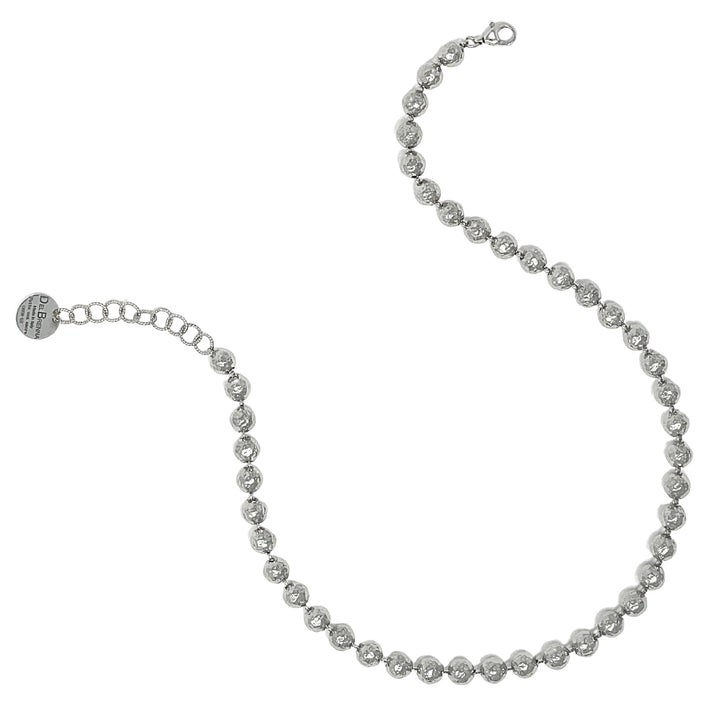 Collana Sfere Martellate 8mm in Rodio