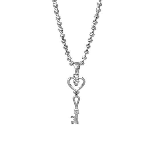 Pendente Chiave A Cuore in Rodio