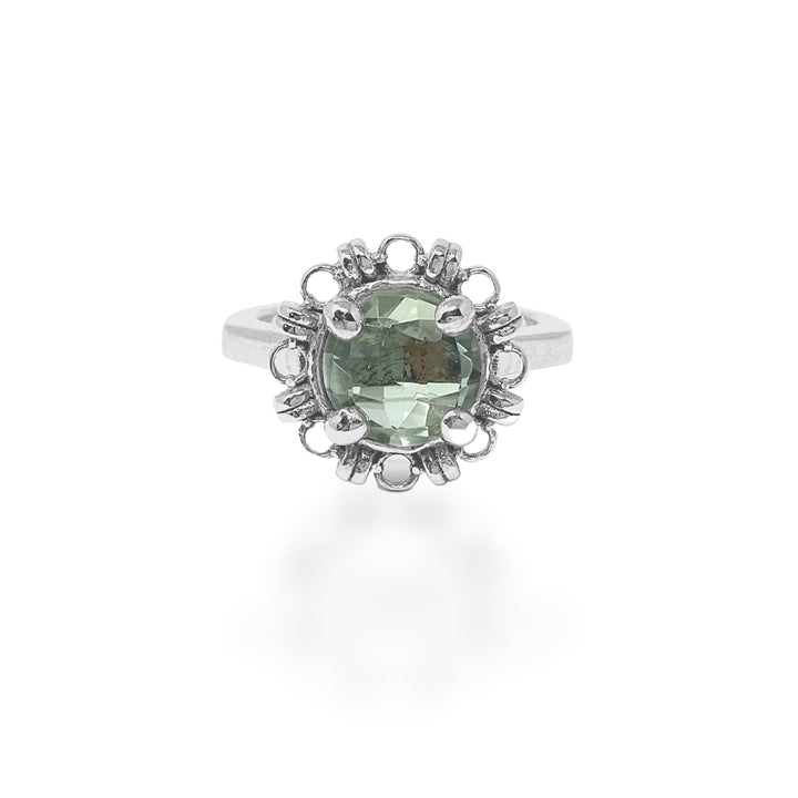 Anello Mini Filary in Rodio con Prasiolite