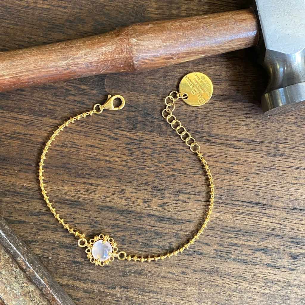 Bracciale Mini Filary in Oro con Quarzo Rosa