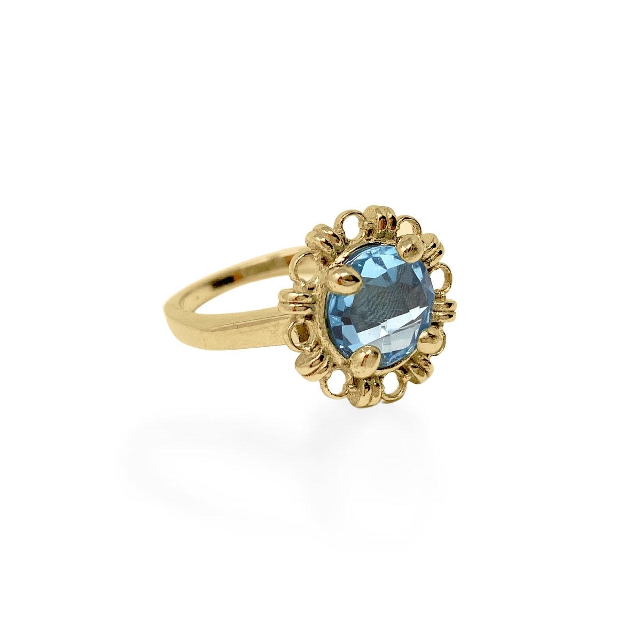 Anello Mini Filary in Oro con Topazio Blu