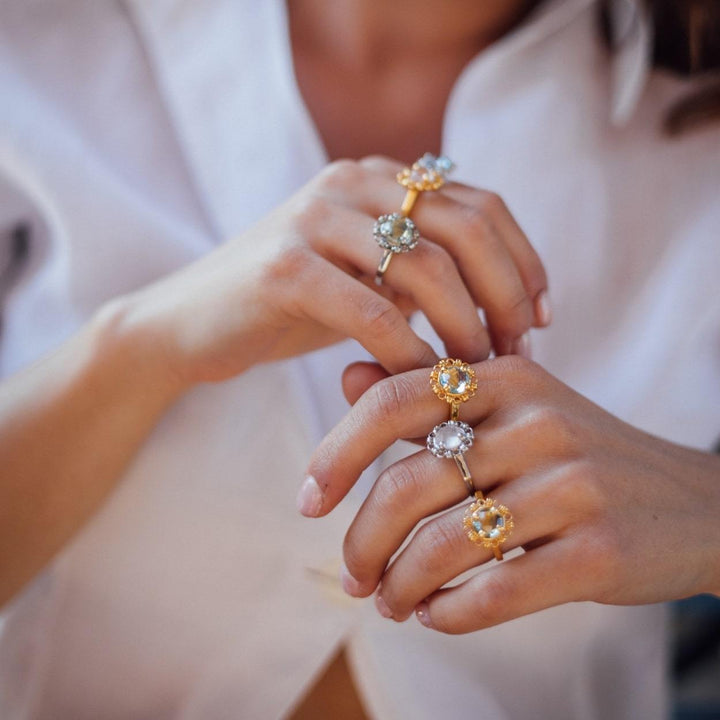 Anello Mini Filary in Oro con Topazio Blu