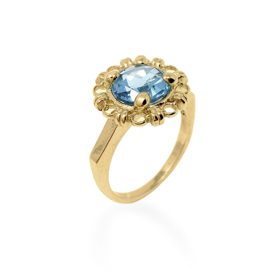 Anello Mini Filary in Oro con Topazio Blu