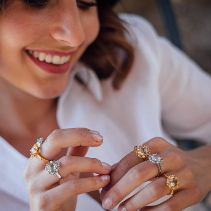 Anello Mini Filary in Oro con Quarzo Rosa