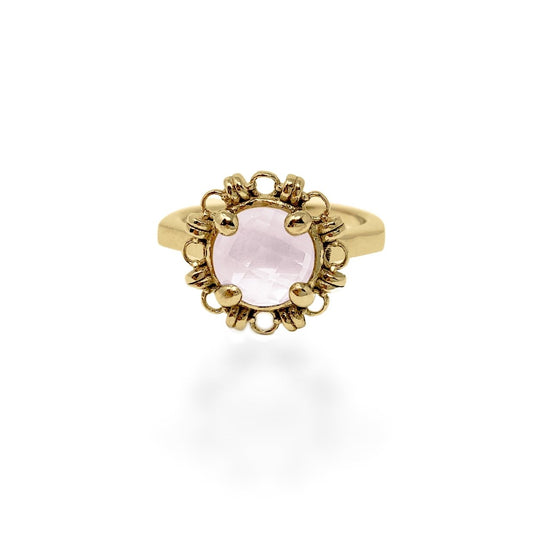 Anello Mini Filary in Oro con Quarzo Rosa