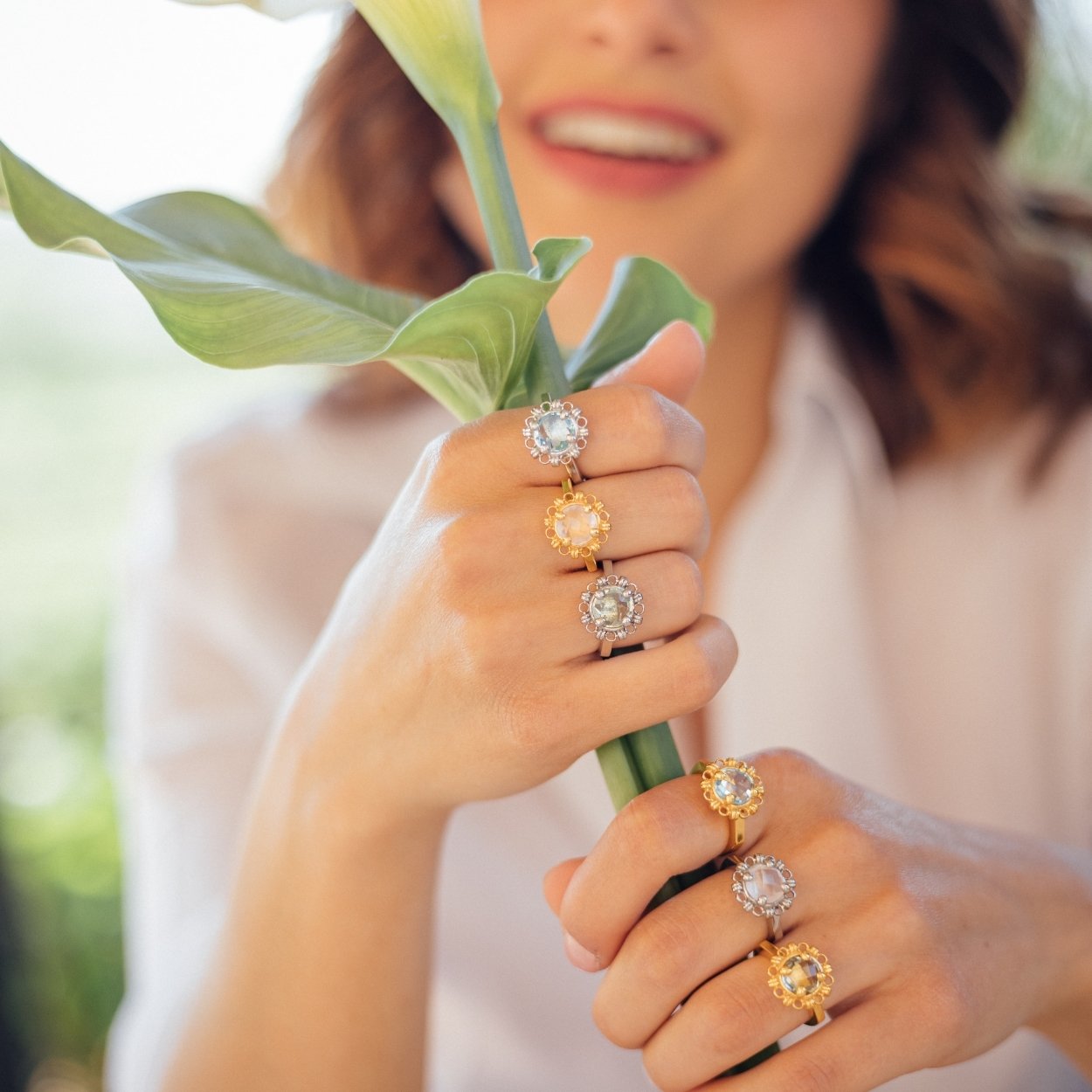 Anello Mini Filary in Oro con Prasiolite