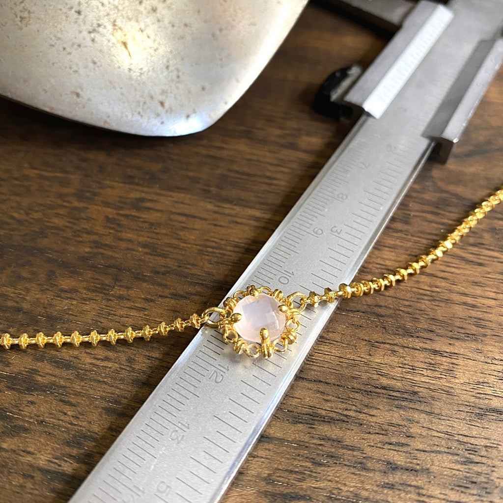 Collana Mini Filary in Oro con Quarzo Rosa