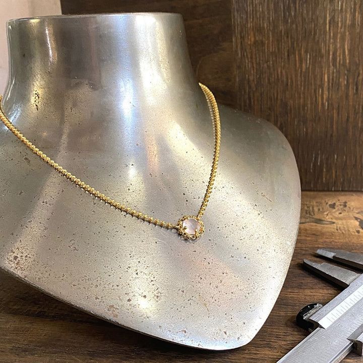 Collana Mini Filary in Oro con Quarzo Rosa