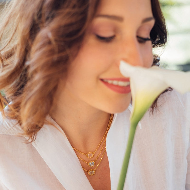 Collana Mini Filary in Oro con Quarzo Rosa