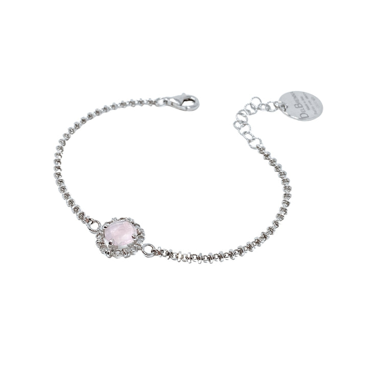 Bracciale Mini Filary in Rodio con Quarzo Rosa