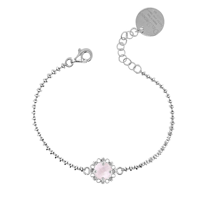 Bracciale Mini Filary in Rodio con Quarzo Rosa