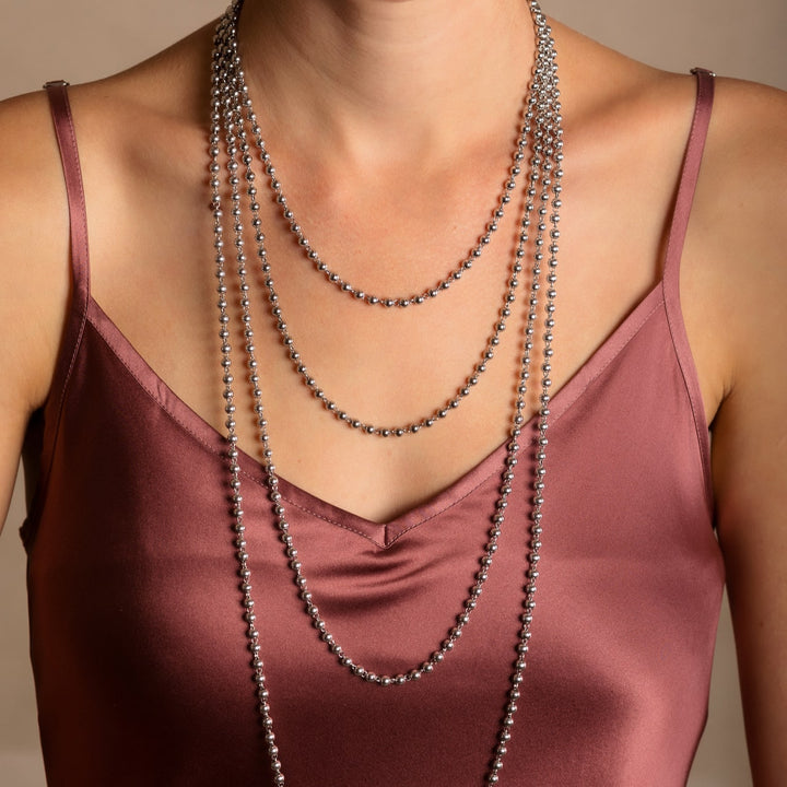 Collana Sfere 3mm in Rodio