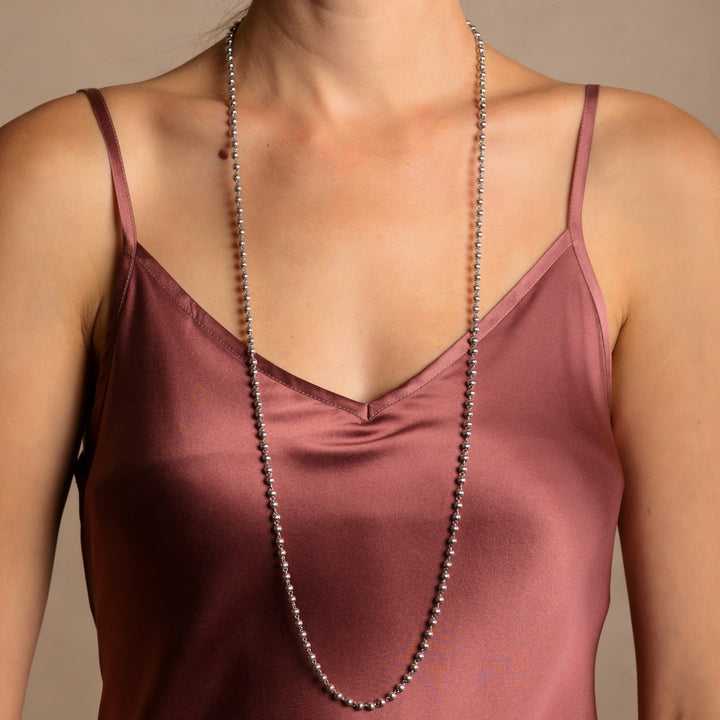 Collana Sfere 3mm in Rodio