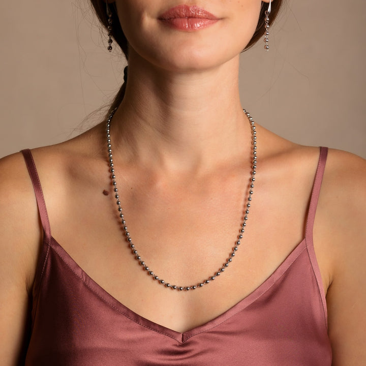 Collana Sfere 3mm in Rodio