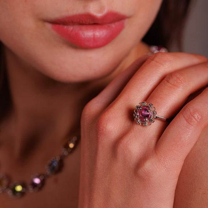 Anello Vivaldi Primavera in Rodio con Topazio Rosa