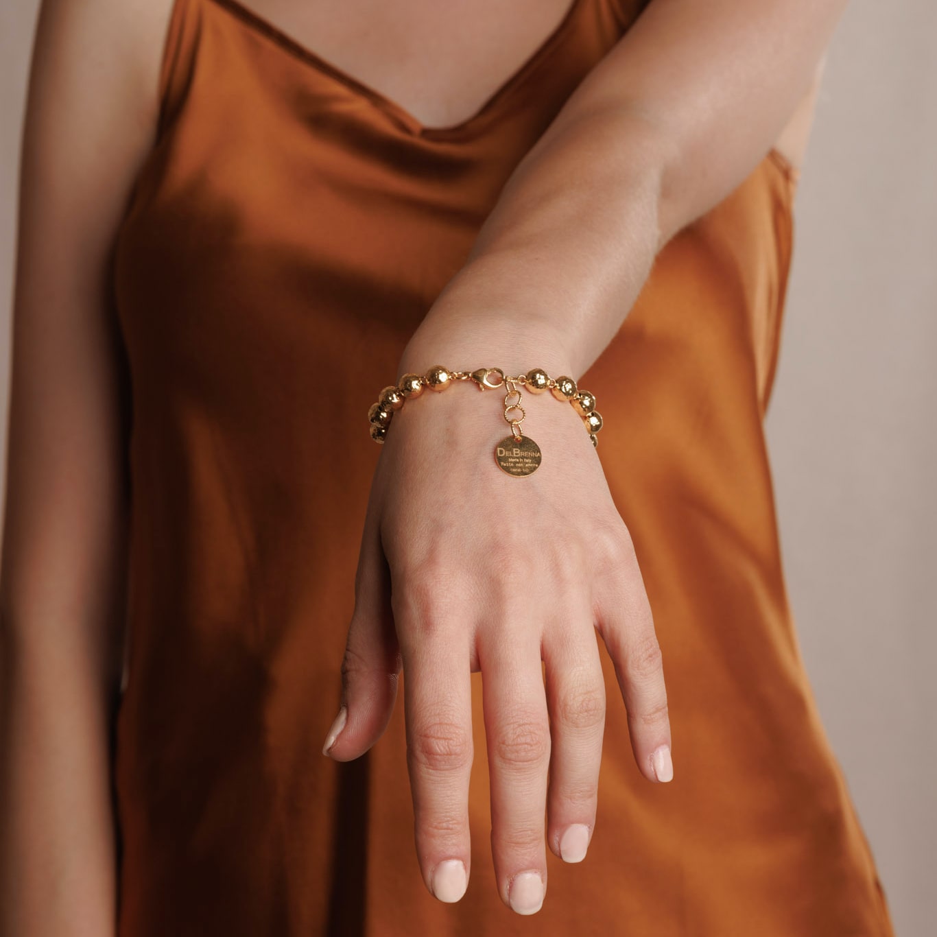 Bracciale Sfere Martellate 8mm in Oro